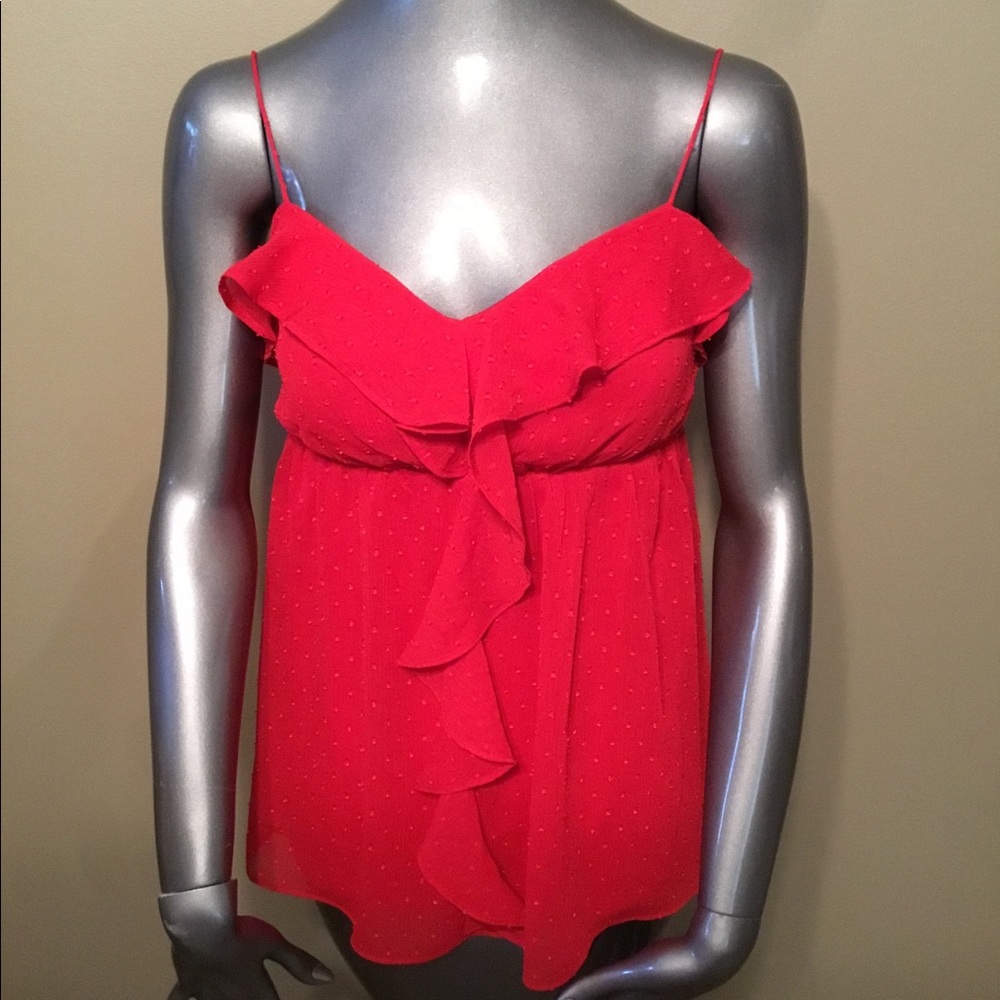 Candie's red ruffles blouse top EUC